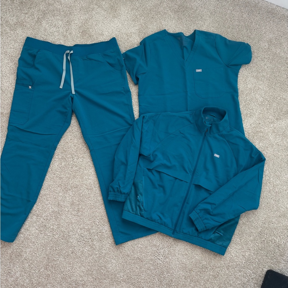Figs Teal Scrub Set with Jacket